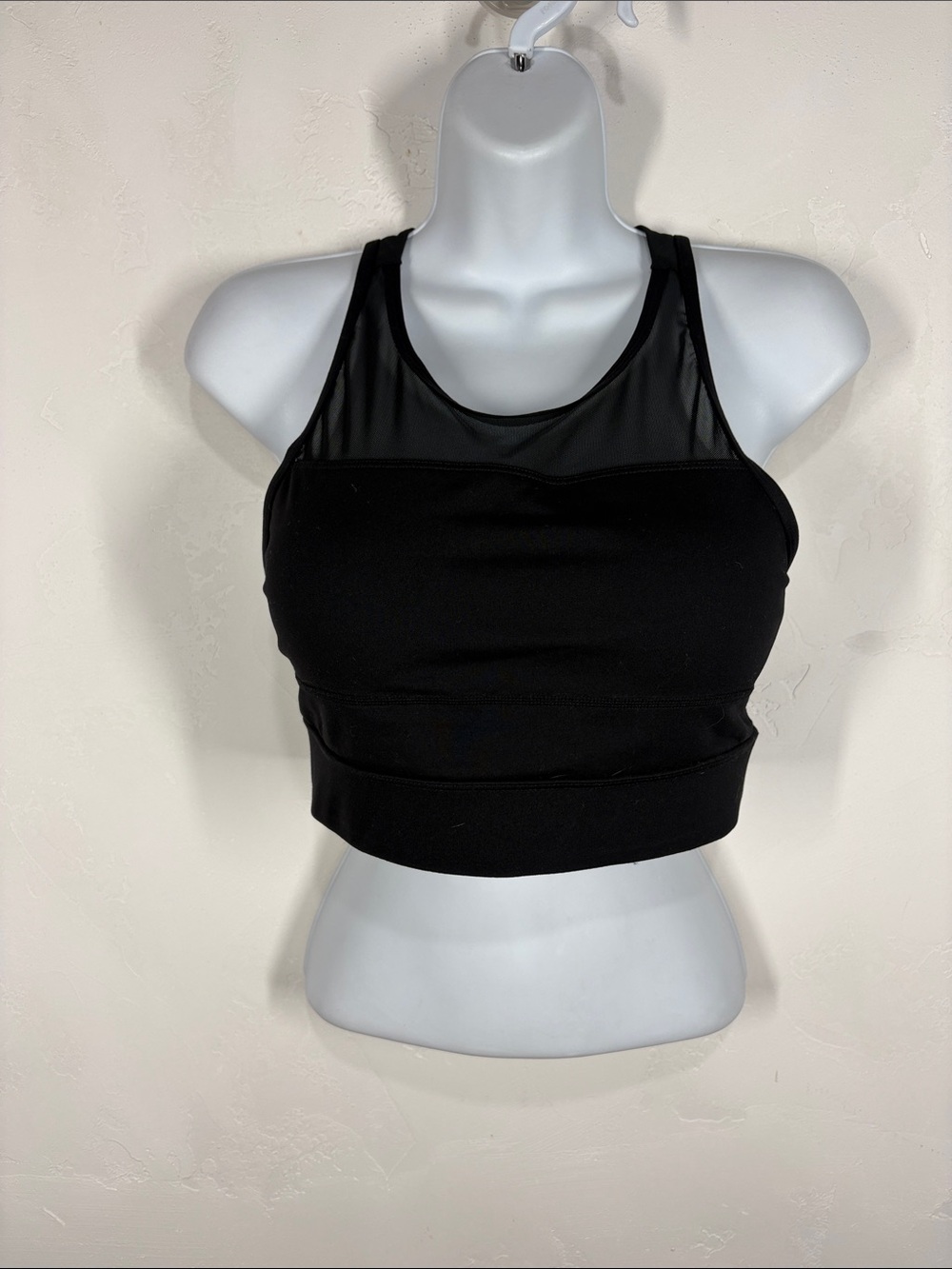 Zyia Black Mesh-Accent Sports Bra size large